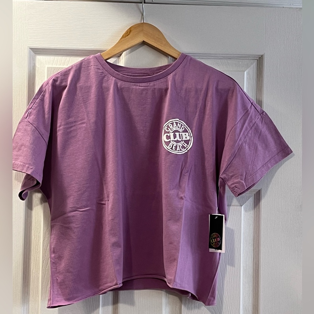 Grand Beach Club | Washed Crop Tee Purple | Size L
